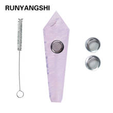 Runyangshi 1 шт. искусственный кварцевый кристалл розовый плавильный камень кристалл трубка для курения энергия здоровья каменная труба с подарочной коробкой 2024 - купить недорого