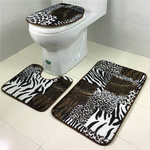 beautiful leopard pattern flannel water-proof anti-slip bathroom mats toilet mats 2024 - buy cheap