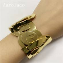 AurolaCo Custom Name Bangles for Women Nameplate Big Bangle Stainless Steel Custom Bracelet Bangle Gift Dropshipping 2024 - buy cheap