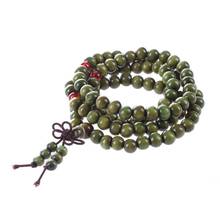 Olive Green Sandalwood Beads Buddha Buddhist Mala Stretch Necklace Rosary 29" 2024 - buy cheap