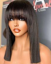 Straight Wig With Bangs Fringe Bob Human Hair Wig With Bangs For Women Brazilian Remy Hair Glueless Full Machine Made With Bangs 2024 - buy cheap