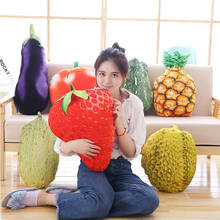 Frutas lifelike brinquedo de pelúcia coisas travesseiro de frutas morango abacaxi durian hami melão berinjela cenoura brinquedo decorativo lance travesseiro 2024 - compre barato