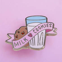 Cute Milk Cookies Enamel Pin Nutritious breakfast badge Classic Childhood Food Brooch Bff Best Friends Gift 2024 - buy cheap