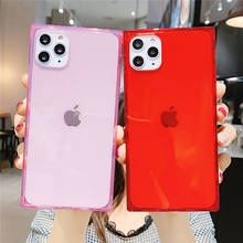 Cute candy square fluorescent transparent silicone Phone Case For iPhone 12 11 Pro Max XS XR X 7 8 Plus SE2 colorful Soft Cover 2024 - buy cheap