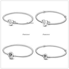 Pulsera de plata de ley 925 auténtica, accesorio con broche de corazón infinito, cadena de serpiente, compatible con abalorios, joyería Pandora, bricolaje 2024 - compra barato