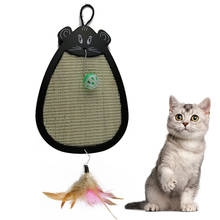 Rascador de pluma falsa para gatos, almohadilla colgante para rascar con campana, accesorio de juguete para mascotas 2024 - compra barato