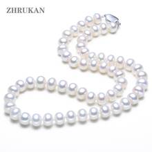 ZHRUKAN-collar de perlas naturales de agua dulce para mujer, gargantilla de perlas de Plata de Ley 925 redonda, de 8-9mm, joyería para regalo 2024 - compra barato