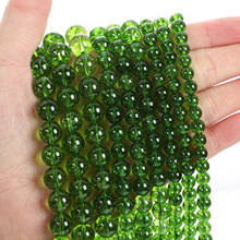 Cuentas de piedra Natural verde oliva, abalorios redondos sueltos para la fabricación de joyas, pulsera de costura, hilo DIY de 4-12 MM 2024 - compra barato