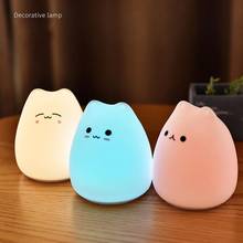 Cute LED Night Light Silicone Touch Sensor 7 Colors Cat Night Lamp Kids Baby Bedroom Desktop Decor Ornaments Battery/USB Charge 2024 - buy cheap