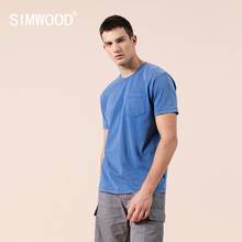 SIMWOOD 2020, летняя новинка, синяя мужская футболка, 100% хлопок, Повседневная футболка с рисунком снега, нагрудный карман, топы размера плюс, одежда SJ110150 2024 - купить недорого