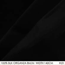 100% ORGANZA de seda 140cm de ancho 8momme tela de tul de seda Natural bufanda de cabeza Material negro puro 2024 - compra barato