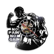 No Pain No Gain Gym Vinyl Record Wall Clock Gym Time Wall Clock Bodaybuilding Fitness Decor Watch Sport Coach Bodybuilder Gift 2024 - buy cheap