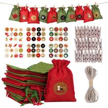 24PCS 10*14CM Christmas Advent Calendar Sack Gift Bags For Christmas Countdown 2024 - buy cheap