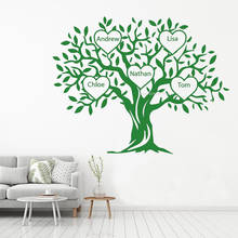 Personalised Family Tree Wall Sticker love heart decor Custom name Art Vinyl Decal Home Decor Bedroom Living Room Mural ds037 2024 - buy cheap