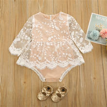 0-24M Newborn Baby Girl Princess Rompers Lace Flower Long Sleeve Ruffles Jumpsuit Tutu Skirts Costume Summer 2024 - buy cheap