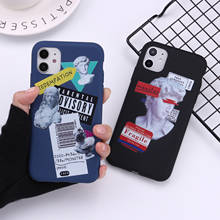 Capa estampada de moda artística, capa macia de estátua de davi para iphone 12 mini 11 pro max xr xs x 8 7 6s plus 2024 - compre barato