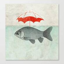 Home Decor Umbrella Poster Canvas Wall Art Animal Painting Goldfish Pictures Printing Modular Artwork For Living Room Framework 2024 - buy cheap