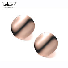 Lokaer, трендовые серьги из титановой стали с геометрическим изгибом, круглые дисковые серьги для женщин, богемные серьги из розового золота, гипербола, ювелирное изделие E19208 2024 - купить недорого