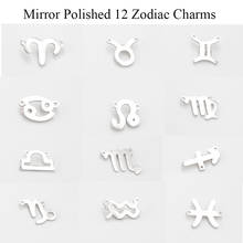 24pcs 15mm Mirror Polished Stainless Steel Zodiac Signs Charm With 2Hole Connector Constellations for DIY Handmade Jewelry 2024 - compre barato