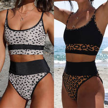 Bikini de cintura alta para mujer, bañador Sexy con estampado de leopardo, traje de baño con Push-Up, Bikini brasileño de retazos, traje de baño con Top corto 2024 - compra barato