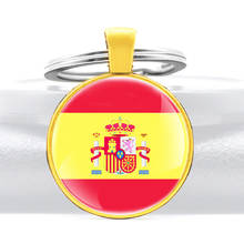 Flag Of The Kingdom Of Spain Gold Glass Dome key Chains Men Women Key Ring Jewelry Gifts 2024 - buy cheap