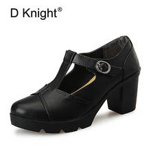Zapatos de tacón alto para Mujer, calzado de punta redonda, con hebilla y Correa, talla grande 43 42, Primavera/otoño 2024 - compra barato