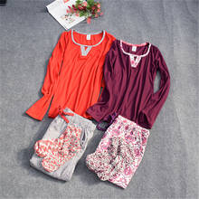 2021 Mew Pajamas Women's Knitted Cotton Long sleeves Pajama Set 3 pieces 2024 - buy cheap