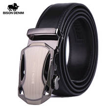 BISON-Cinturón de cuero genuino para hombre, correa de lujo para negocios, hebilla automática de alta calidad, cinturones de regalo, N71303 2024 - compra barato