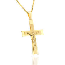 Gold Color Big Crucifix Cross Christ Jesus Pendant Necklace Stainless Steel Link Box Chain Heavy Men Jewelry Gift Dropshipping 2024 - buy cheap