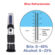 Рефрактометр вино фруктовый сок метр тестер 0-40% по шкале Брикса 0-25% RHW-2540DATC алкоголя винограда вино измеритель сахара в крови 2024 - купить недорого