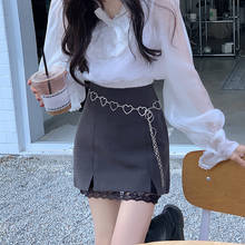 Mini saia de cintura alta harajuku, saia punk gótica, preta, sexy, com patchwork, para mulheres, moda de verão 2024 - compre barato