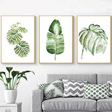 Nordic Tropical Plant Poster Scandinavian Watercolor Green Leaves Laminas Decorativas Pared Wall Art Canvas Painting Home Decor 2024 - buy cheap