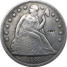 Copia de monedas de dólar de La Libertad sentado 1843 2024 - compra barato
