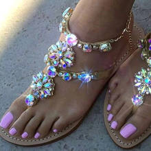 Sandalias con diamantes de imitación para mujer, zapatillas de playa de verano, Chanclas de playa de cristal, zapatillas informales 2024 - compra barato