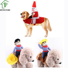 2020 Santa Claus Cowboy Pet Riding Costume Christmas  Clothes For Small Medium and Large Dogs Cats Pet Design 2024 - buy cheap