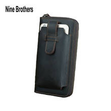 2021 New Men Clutch Purse For Phone Genuine Leather Long Zip Wallet Male Travel Card Holder Cellphone Bags Name Brand Purse 2024 - buy cheap