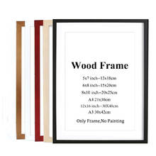 Quadro de madeira maciça a4 a3 preto branco vermelho azul cor foto quadro com esteiras para montagem na parede ferragem incluído 2024 - compre barato