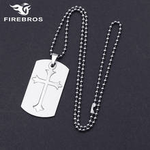 FIREBROS 20" Chain Silver Color Stainless Steel Cross Dog Tag Pendant Necklace Men Women Jewelry Gift Accessorries Dropshipping 2024 - buy cheap