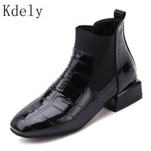 New Arrival Fashion Shoes Women Boots Elasticated Patent Leather Ankle Boots Pointed Low Heel Boots Sexy Shoes Plus Size 42 2024 - buy cheap