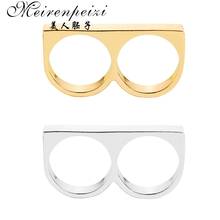 New Jewelry Two Finger Ring For Men Gold/Silver Color Bar Rings Cool Punk Party Statement Men Ring Valentine's Day Gift 2024 - buy cheap
