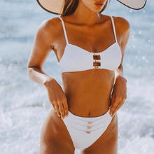 Sólido conjunto de biquíni 2020 sexy oco para fora banho feminino beachwear maiô push up terno de natação feminino monokini 2024 - compre barato