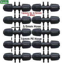 KESLA 10PCS 16mm to 3/5mm Tubing Connector Garden Irrigation Water Adapter 6-Way PE Pipe to 1/8 Inch Micro Hose Coupling Joint 2024 - buy cheap