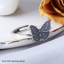 925 Sterling Silver Female Fashion Circle Ring Elegant Gray Butterfly Sweet Animal Jewelry Ring for Women Girl Jewelry Gift 2024 - buy cheap