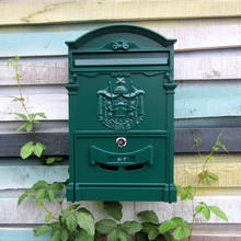 Lockable Secure Mail Letter Post Box Vintage Metal Mail Box Garden Ornament Retro wall-mounted Mailbox CW238 2024 - buy cheap