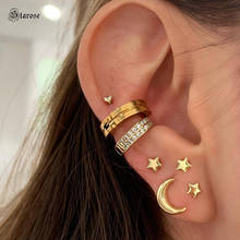 Starose 7pcs Crystal Star Ear Piercing Moon Helix Piercing Tragus Stud Earrings Set Fake Earrings Cuff Fake Piercing Ear Jewelry 2024 - buy cheap
