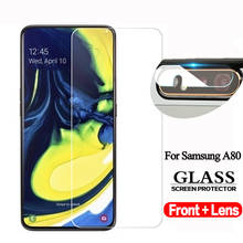 Capa protetora para smartphone 2 em 1, para samsung galaxy a80, a71, a51, película de vidro temperado 2024 - compre barato