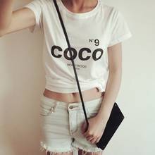 COCO Новая модная брендовая женская футболка с коротким рукавом, хлопковая летняя футболка с буквенным принтом, повседневные женские топы, футболки размера плюс 2024 - купить недорого