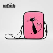 Dispalang Women Mini Messenger Shoulder Bag Pink Cat Animal Printing Crossbody Bag For Teenage Girls Female Small Canvas Bookbag 2024 - buy cheap