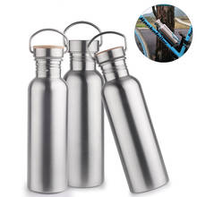 American Large Caliver 750ML Sports&Outdoor Single Wall 304 Stainless Steel Water Bottle Bicycle Kettle Handgrip Bamboo Lid 2024 - buy cheap