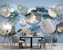 beibehang Custom modern nordic tropical plant leaf feather light luxury geometric 3d stereo background wallpaper papier peint 2024 - buy cheap